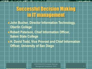 Successful Decision Making in IT management