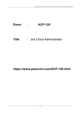 ACP-120 Jira Cloud Certification Exam Dumps 2025