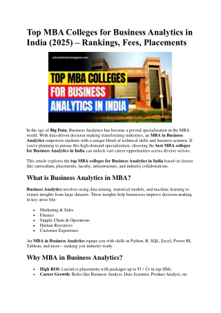 Top MBA Colleges for Business Analytics in India
