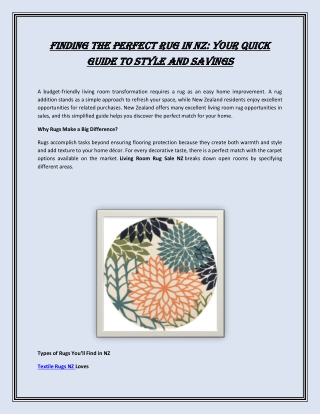 Finding The Perfect Rug In NZ: Your Quick Guide To Style And Savings