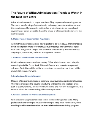 The Future of Office Administration: Trends to Watch in the Next Five Years