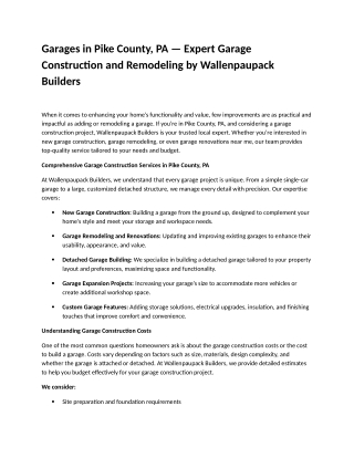 Garages in Pike County, PA