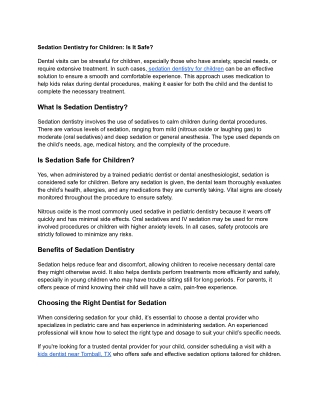 Sedation Dentistry for Children_ Is It Safe