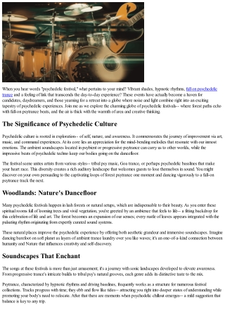 Psychedelic Festivals: A Journey Through Audio and Light