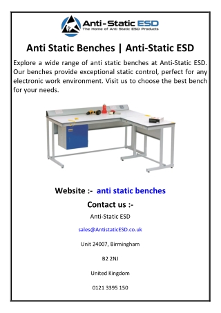 Anti Static Benches | Anti-Static ESD