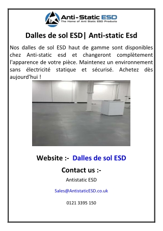 Dalles de sol ESD Anti-static Esd