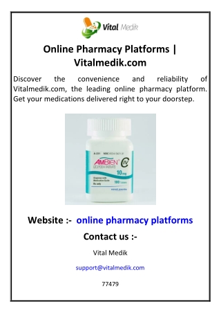Online Pharmacy Platforms  Vitalmedik.com