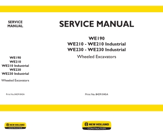 NEW HOLLAND WE230 WHEEL LOADER Service Repair Manual Instant Download