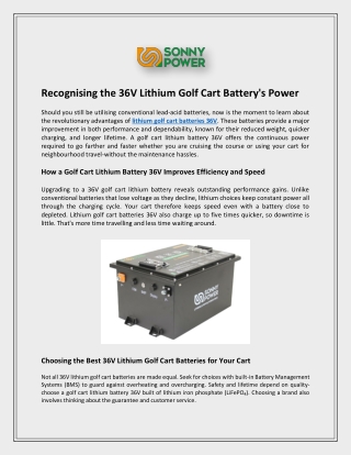 Recognising the 36V Lithium Golf Cart Battery's Power
