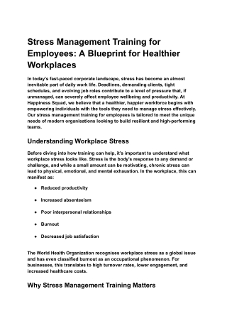 Stress Management Training for Employees_ A Blueprint for Healthier Workplaces