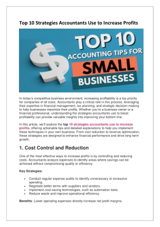 Top 10 Strategies Accountants Use to Increase Profits