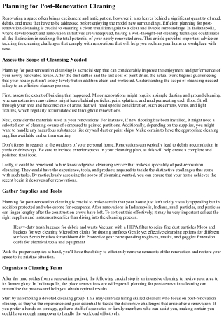Essential Advice For Cleansing After Renovations In Indianapolis, Indiana