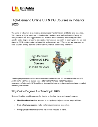 High-Demand Online UG & PG Courses in India for 2025
