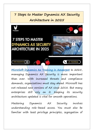 MicroSoft Dynamics Ax Training in Ameerpet with Certification