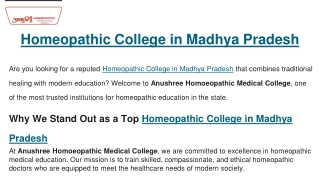 Homeopathic College in Madhya Pradesh