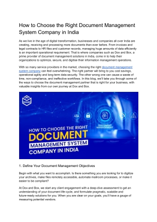 How to Choose the Right Document Management System Company in India