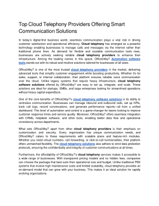 Top Cloud Telephony Providers Offering Smart Communication Solutions docx Google Docs