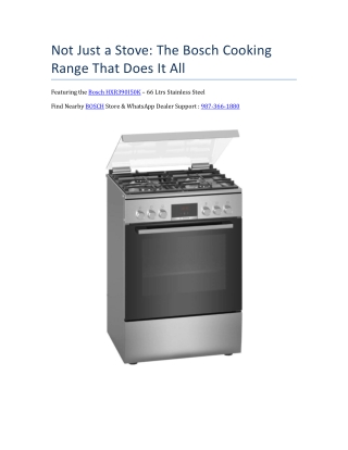 Not Just a Stove: The Bosch Cooking Range That Does It All