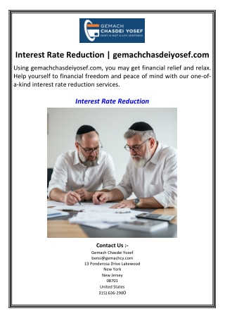 Interest Rate Reduction  gemachchasdeiyosef.com
