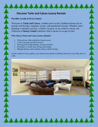 Turks and Caicos Luxury Rentals Exclusive Villas