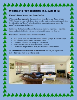 TCI Providenciales vacation home rentals