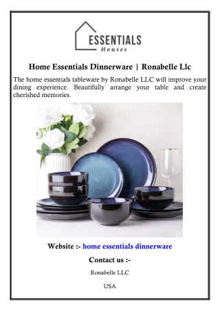 Home Essentials Dinnerware | Ronabelle Llc