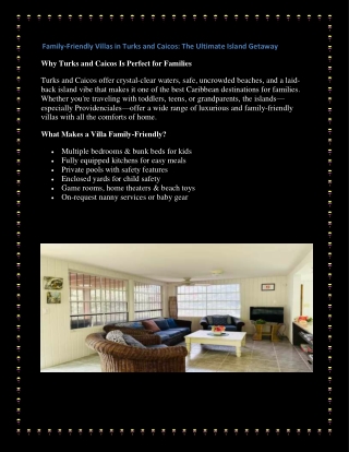 Family-friendly villas in Turks and Caicos