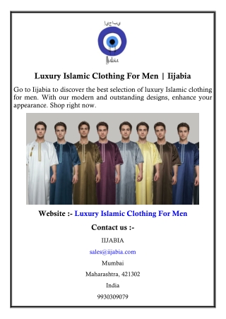 Luxury Islamic Clothing For Men  Iijabia