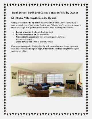 Turks and Caicos vacation villa by owner