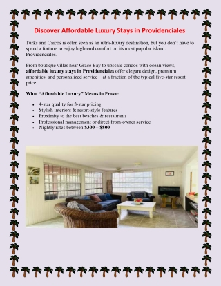 Affordable Luxury Stays in Providenciales Experience Paradise