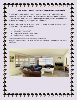 Providenciales Luxury Vacation Villa Exclusive Caribbean Escape