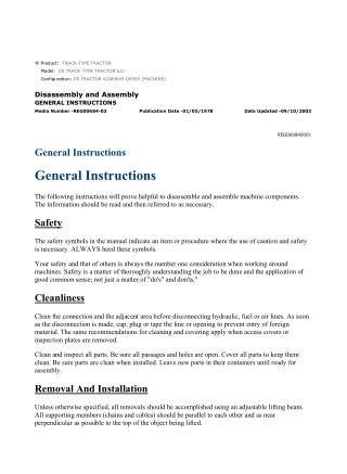 Caterpillar Cat D5 TRACK-TYPE TRACTOR (Prefix 62J) Service Repair Manual Instant Download (62J00655-00956)