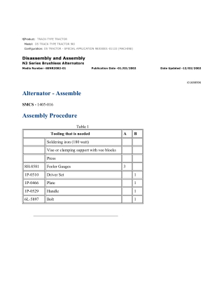 Caterpillar Cat D5 TRACK-TYPE TRACTOR (Prefix 98J) Service Repair Manual Instant Download (98J00001-01133)