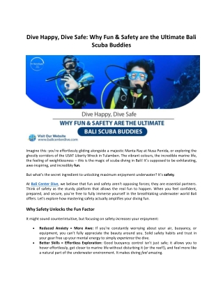 Why Fun & Safety are the Ultimate Bali Scuba Buddies
