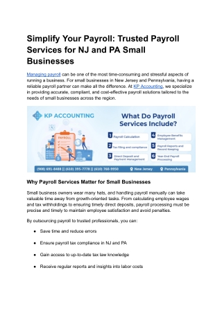 Payroll Services in NJ & PA – KP Accounting