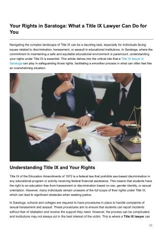 Your Rights in Saratoga What a Title IX Lawyer Can Do for You