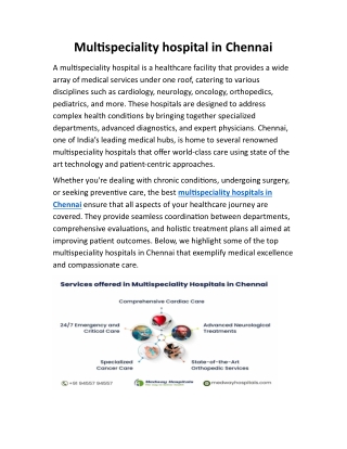 Multispeciality hospital in chennai