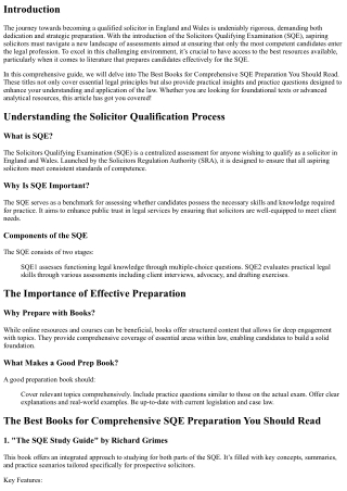 The Best Books for Comprehensive SQE Preparation You Should Read