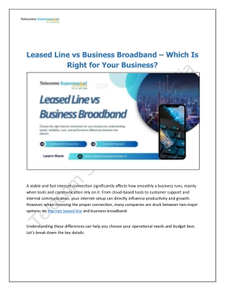 Leased Line vs Business Broadband – Which Is Right for Your Business?