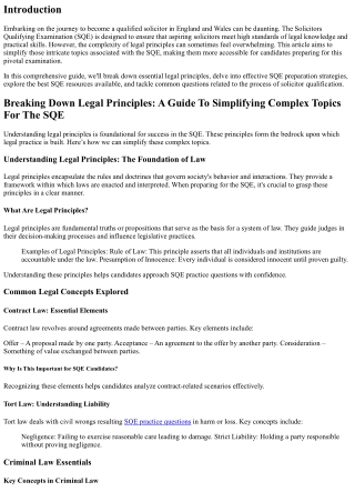 Breaking Down Legal Principles: A Guide To Simplifying Complex Topics For The SQ