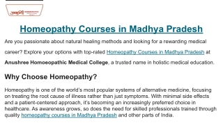 Homeopathy Courses in Madhya Pradesh