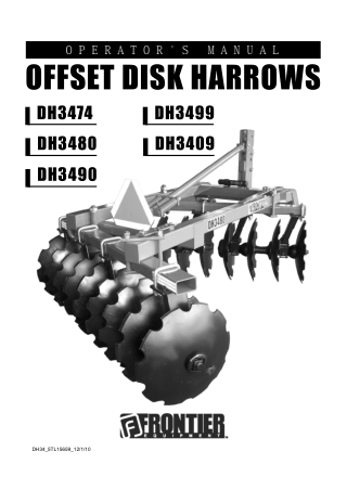 John Deere Frontier DH3474 DH3480 DH3490 DH3499 DH3409 Offset Disc Harrows Operator’s Manual Instant Download (Publicati