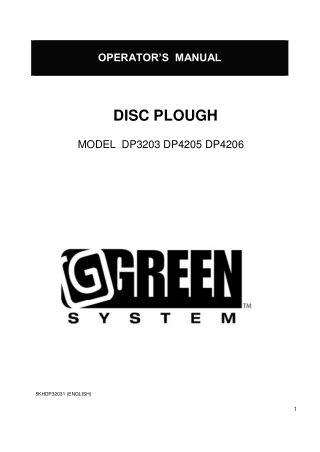 John Deere Frontier DP3203 DP4205 DP4206 Disc Plough Operator’s Manual Instant Download (Publication No. 5KHDP32031)