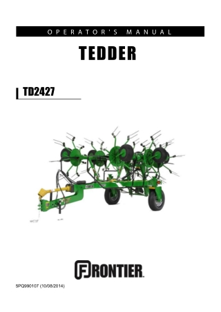 John Deere Frontier TD2427 Tedder Operator’s Manual Instant Download (Publication No.5PQ990107)