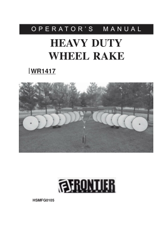 John Deere Frontier WR1417 Heavy Duty Wheel Rake Operator’s Manual Instant Download (Publication No. 5HPOMR5)