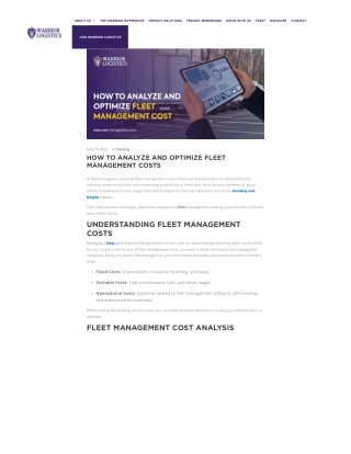 How to Analyze and Optimize Fleet Management Costs