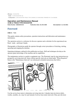 Caterpillar CAT 213B EXCAVATOR (1EJ00001-UP) Operation and Maintenance Manual Instant Download
