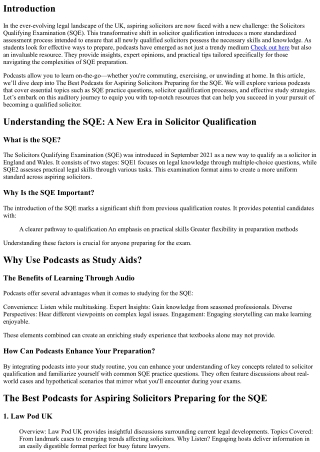 The Best Podcasts for Aspiring Solicitors Preparing for the SQE