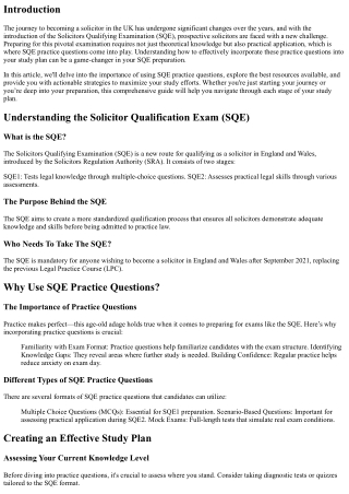 Practice Makes Perfect: Utilizing SQE Practice Questions in Your Study Plan