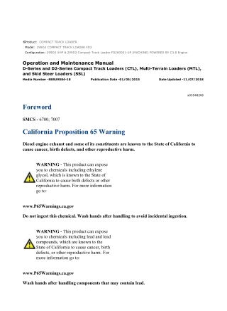Caterpillar CAT 299D2 COMPACT TRACK LOADER (FD200001-UP) Operation and Maintenance Manual Instant Download